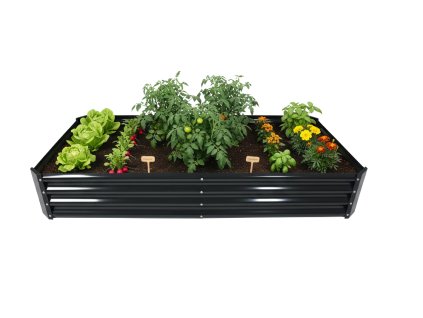 Grădină rectangulară din antracit pentru legume și flori 180 x 90 x 30 cm *8410