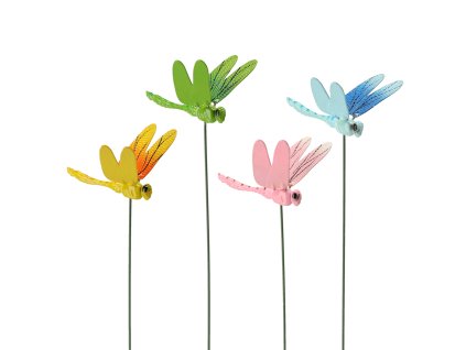 Decoratiune pentru ghiveci/grădină - libelulă 10 x 50 cm *3885