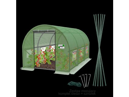 Tunel de grădină cu folie, 3 segmente, verde, 3 x 2 x 2 m, VER 2 *6209