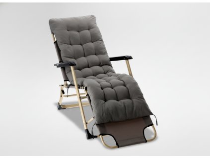 Scaun pliant de grădină cu perne gri *6889