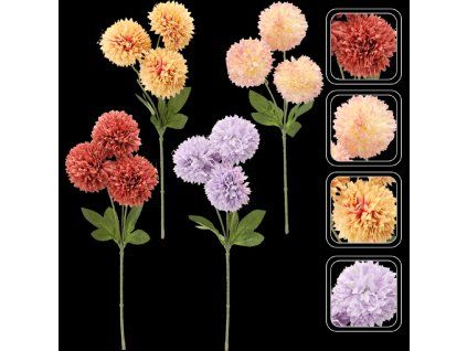 RAMĂ ARTIFICIALĂ - BUCHET CU 3 GEORGINI 43 CM MIX DE CULORI