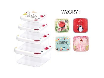 Set de 4 recipiente pătrate cu model *6781