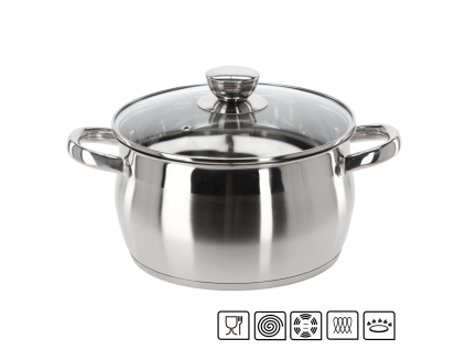 Oală din inox cu capac 4L 22 cm Belly *3370