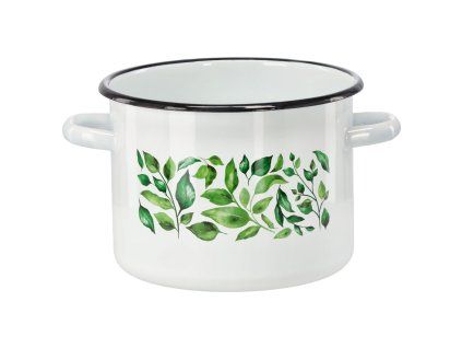 Oală emailată 4,5 L 20 cm albă Ficus *9204
