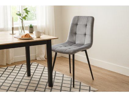 Scaun Modern din Veloare Gri *2937