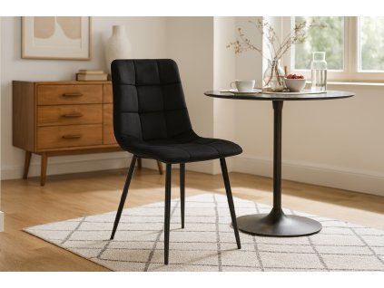 Scaun Modern din Catifea Neagră *2951