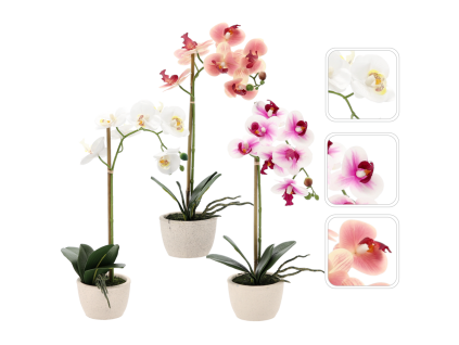 FLOARE ARTIFICIALĂ - MIX DE ORCHIDEE 3 CULORI 43 CM 1 BUC.