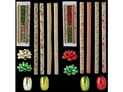 SET DE ÎMPACHETARE A DARURILOR DE CRĂCIUN 70 x 200 CM KRAFT MIX DE MODELE *6543