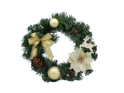 Coroană de Crăciun 30 cm Aurie *3919