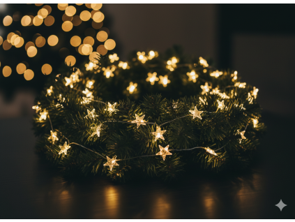 LED LANTERNĂ CU STELE 20 LEDURI PE BATERII CU DECORAȚIUNI AURII (20buc) *0184