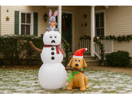 Om de zăpadă gonflabil cu cățel LED, înălțime 180 cm *1105