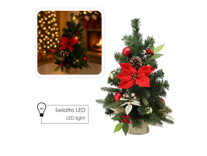 Copac de Crăciun 15 LED 50 cm Roșu-Auriu *0721
