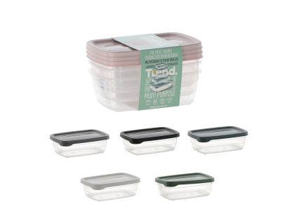 Set de 3 recipiente dreptunghiulare TREND BOX 0,6L *8861