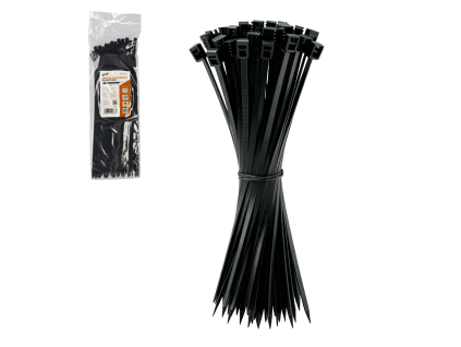 Set de 100 benzi de fixare 4,8 x 300 mm negre
