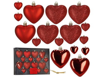 Set de 16 Bile de Crăciun în Formă de Inimă CA0959