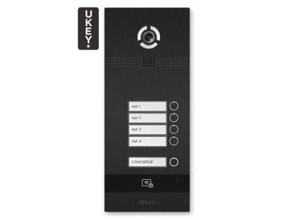 BI-04FB BLACK - Panou de interfon IP, pentru 4 utilizatori, UKEY, SIP 2.0 - BasIP