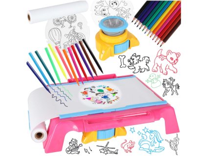 Culoare roz pentru masa de desen cu proiector