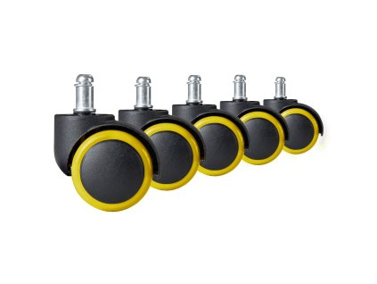 Roți din cauciuc pentru scaune negru/galben 5 buc.