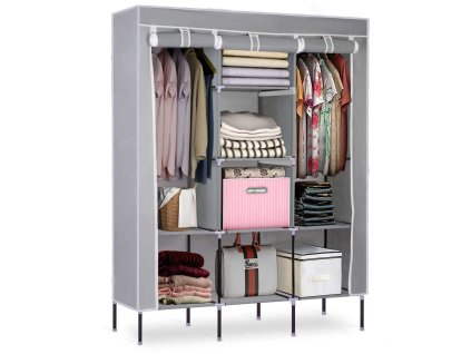 Dulap textil cu rafturi Massido - gri