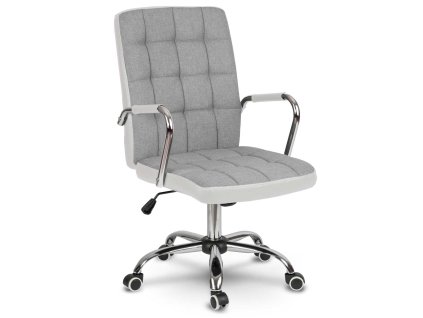 Scaun de birou Benton din material textil gri și alb