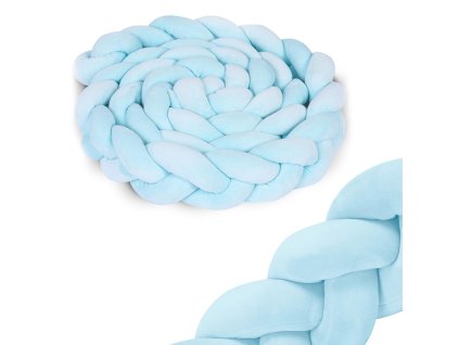 Apărătoare împletită pentru pătuț 3m - albastră