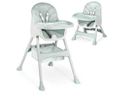 Scaun de masă pentru copii 3 în 1 cu masă verde