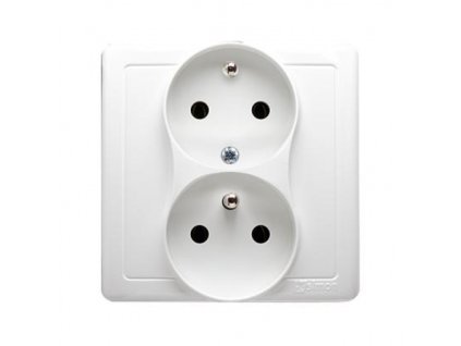 Priză 250 V Simon Basic dublă cu obloane albă