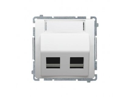 Capac priză 2x RJ45/RJ12 Simon Basic modul înclinat alb