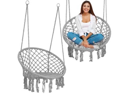Scaun suspendat tip hamac BOHO gri