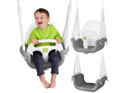 Leagăn pentru copii 3 în 1 alb-gri