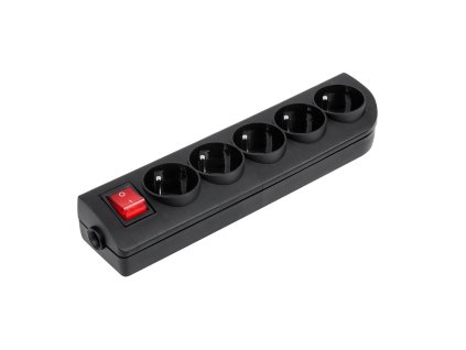 Priză electrică 5x 230V neagră cu întrerupător GN-50W-2