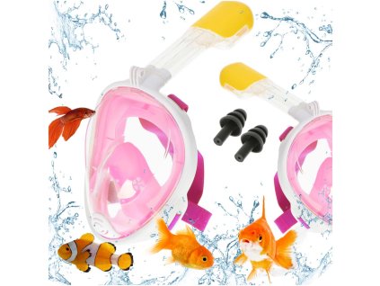 Masca pliabilă completă cu snorkel S/M roz