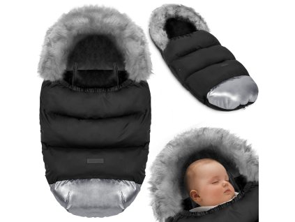 Sac de dormit pentru cărucior negru-argintiu