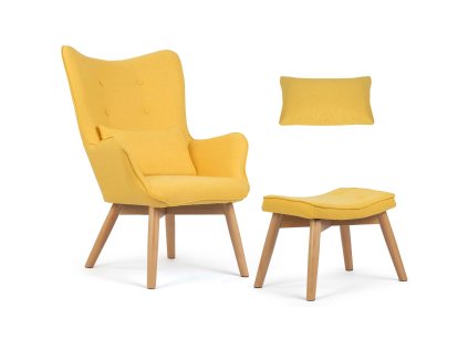 Fotoliu cu taburet Norse galben