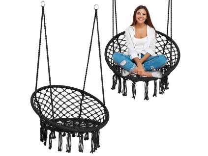 Scaun suspendat BOHO negru