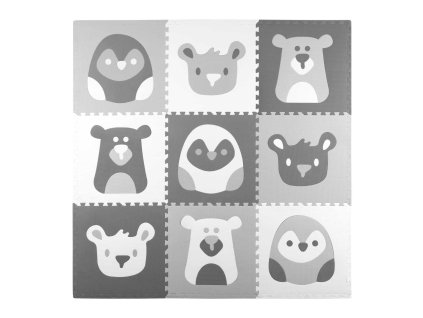 Puzzle de spumă pentru podea 180x180cm 9 bucăți animale gri