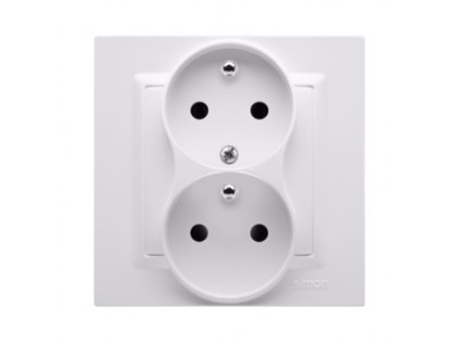 KONTAKT-SIMON Priză 250 V Simon 10 dublă cu obturatoare albă CGZ2TZ/11