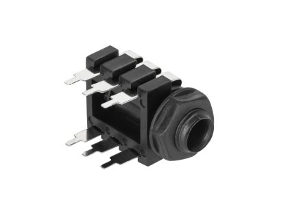 Conector jack 6,3 mm stereo pentru montare pe cablaj, plastic