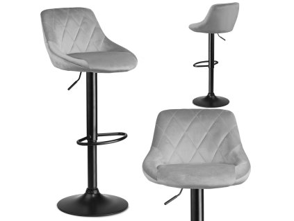 Scaun de bar cu spătar Nerra gri deschis