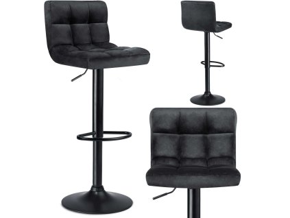 Scaun de bar cu spătar Monro negru