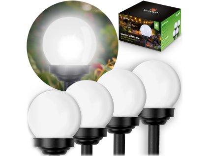 Lampa solară bilă albă 4 buc Ilumen LS-102