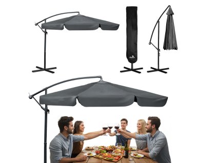 Umbrelă de grădină pliabilă cu 6 segmente 350 cm cu husă Plonos PL-880