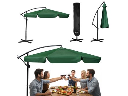 Umbrelă de grădină pliabilă cu 6 segmente 350 cm cu husă Plonos PL-880