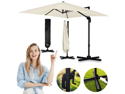 Umbrelă pliabilă de grădină cu 8 segmente 420 cm cu husă Plonos PL-883