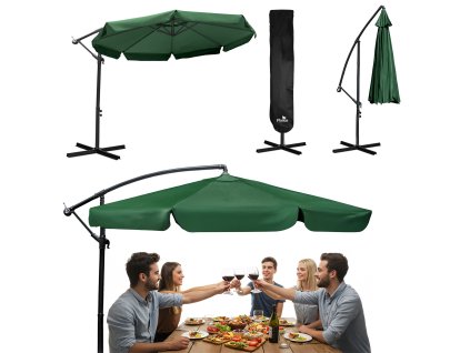 Umbrelă de grădină pliabilă cu 8 segmente 350 cm cu husă Plonos PL-881