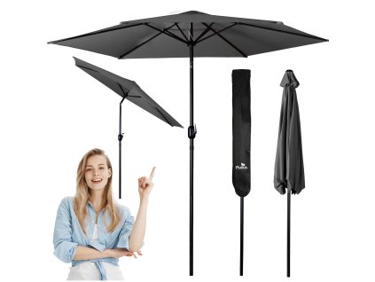 Umbrelă de grădină pliabilă 6-segmente 300 cm cu husă Plonos PL-884