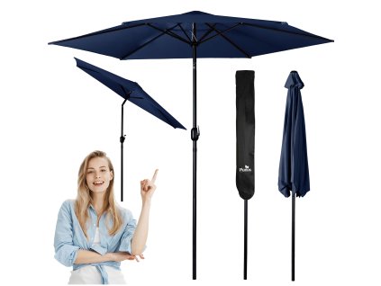 Umbrelă de grădină pliabilă cu 6 segmente 300 cm cu husă Plonos PL-884