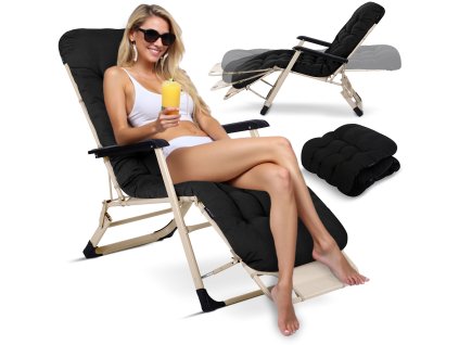 Șezlong de grădină pliabil cu pernă Sofotel ChillWell negru