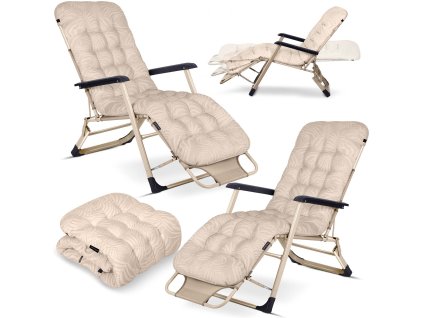 Set 2 șezlonguri pliabile de grădină cu pernă Sofotel ChillWell bej