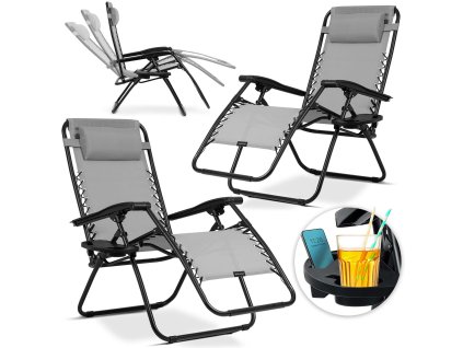 Șezlong pliabil de grădină cu pernă Sofotel ChillWell set 2 bucăți gri